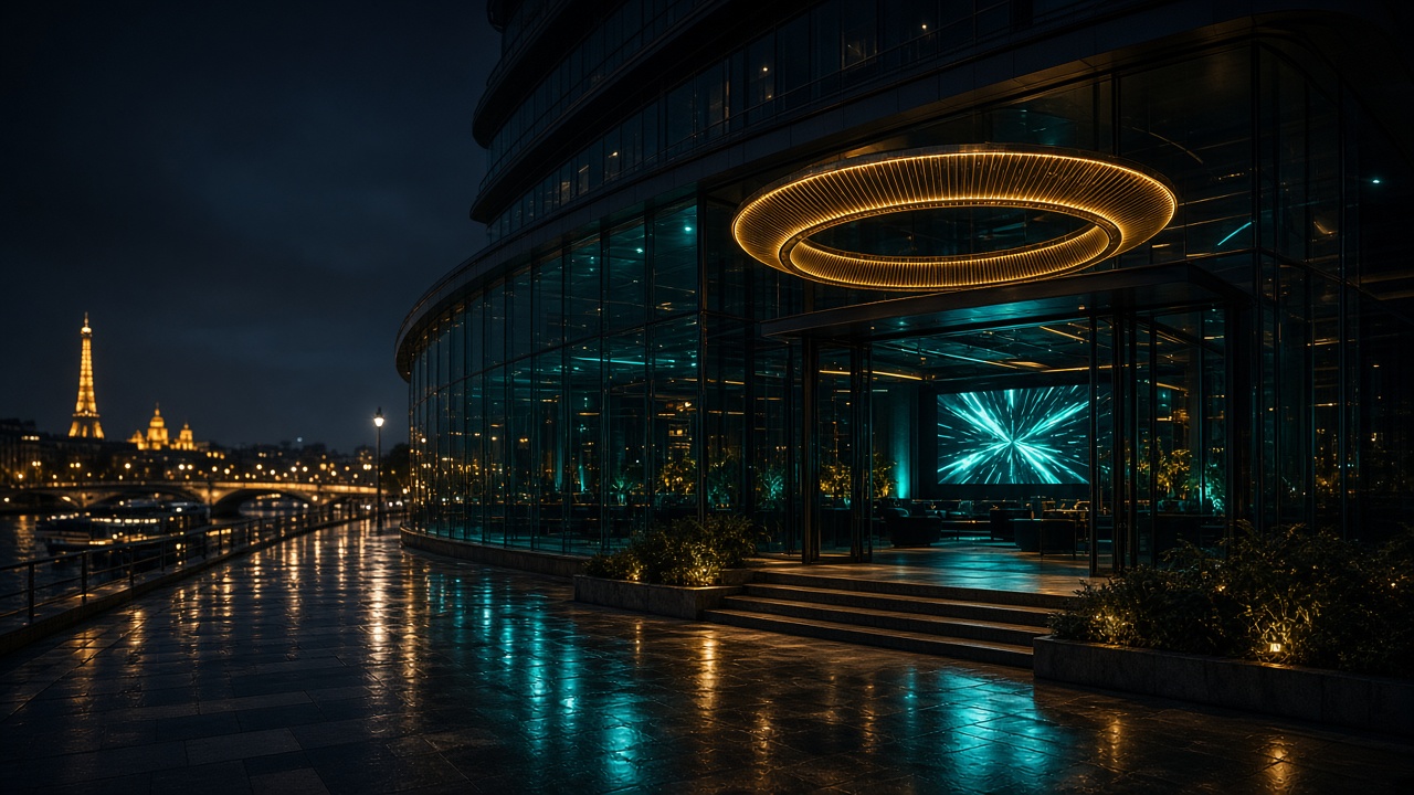 Entrée illuminée d'une salle à Paris